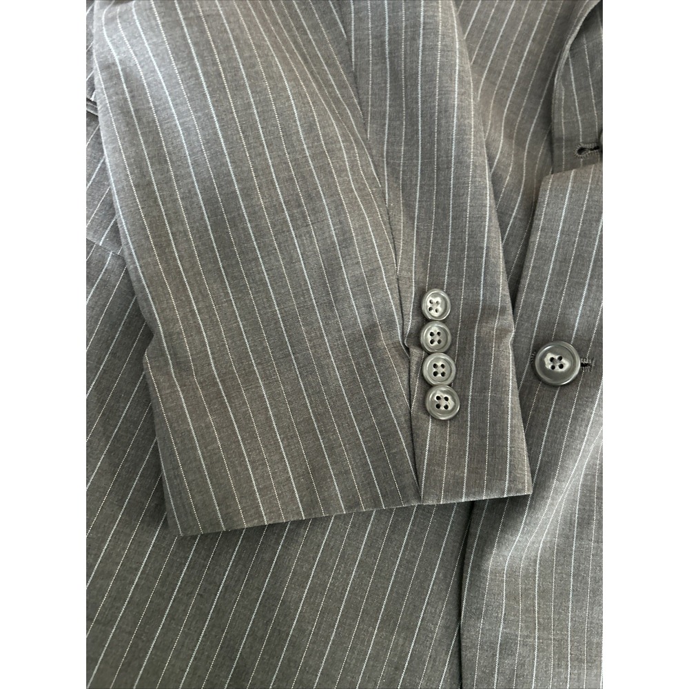 Hart Schaffer Marx "Gold" Light Blue Pinstriped Gray Blazer For Belk 44R - Picture 14 of 16